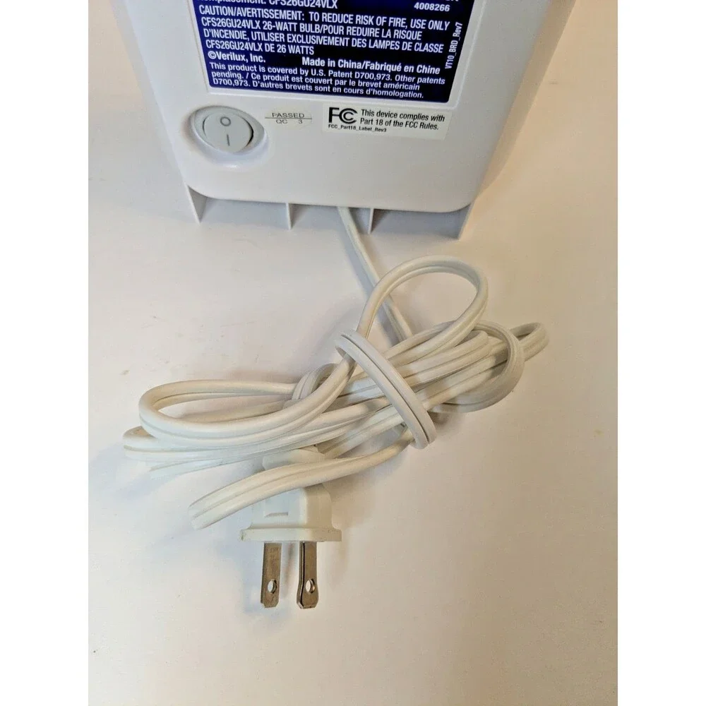 Verilux HappyLight VT10 Compact 10,000 Lux Light Therapy Lamp White 26W Working